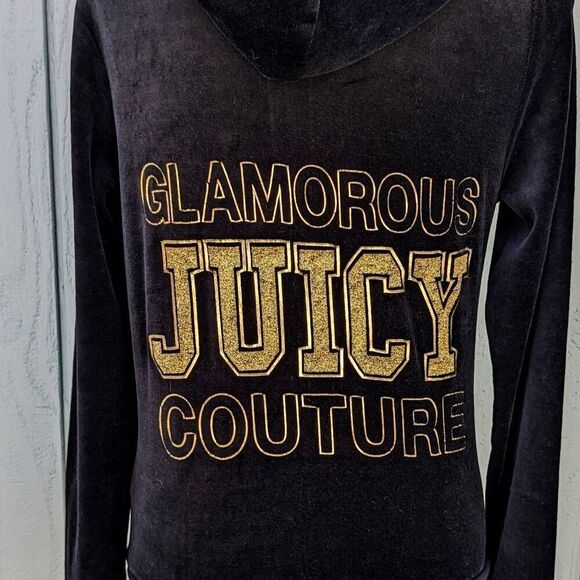 Juicy Couture Y2K Glamorous Juicy Couture Black Velour Tracksuit Jacket. Small - Picture 4 of 8
